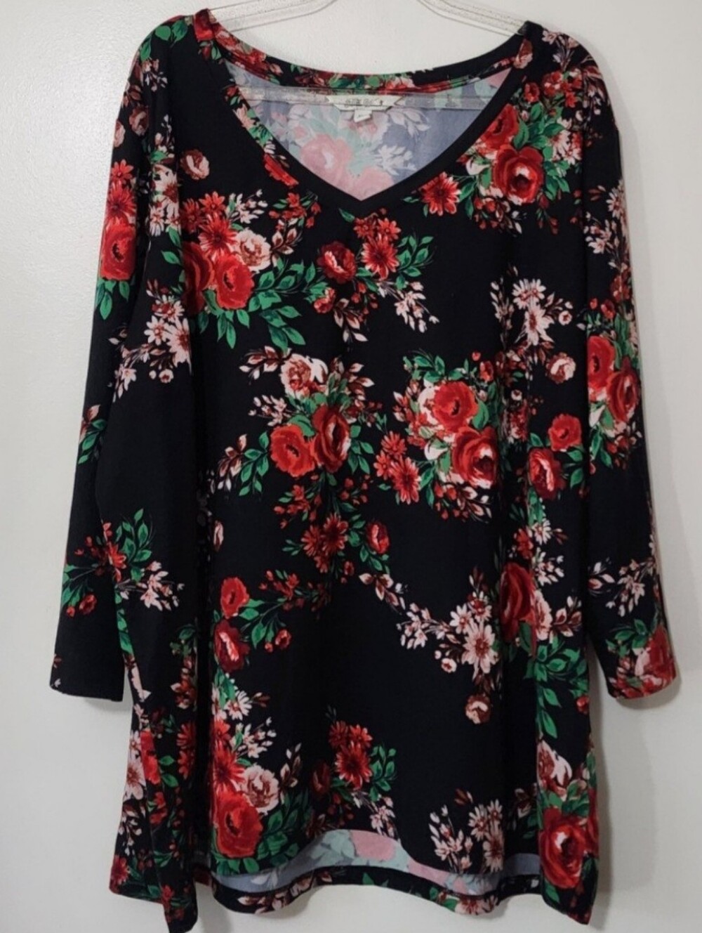Pioneer Woman Black Moody Floral Botanical Print Top Vampire Whimsigoth XXXL